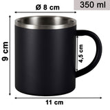 Melamin Geschirr Set Blau Schwarz für 2 Personen 8 Teile mit Edelstahl Thermo Tassen doppelwandig - Tonoptik Essgeschirr - Campinggeschirr Picknick ideal für Camping modern Outdoor