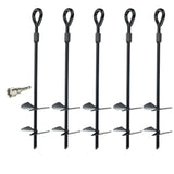 5 Stück Telleranker 37 cm Bodenanker mit Einschraubhilfe Spirale Spiralhering Spiralbodenpfahl mit 2 Spiraltellern Outdoor Hund Erdanker