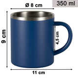 Melamin Geschirr Set Adria Blue für 4 Personen - 16 Teile Blau - mit Edelstahl Thermo Tassen Steingutoptik Essgeschirr Campingzubehör Campinggeschirr Wohnwagen Camping Festival Picknick Gaertenparty
