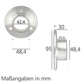 4 STÜCK Edelstahl Flansch für 42,4 mm Rohre - V2A Fitting für Geländer Handlauf Balkon gebürstet
