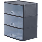 Schubladenbox 39x29 cm schwarz-transparent Drawer Tower - Schubladenbox Kunststoff Drawer Tower Box Organizer für Schreibtisch Easy-Pull-System