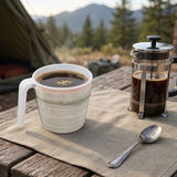 Melamin 2 Tassen 350 ml ideal für Camping - Smaragd Grün - Stapelbar - Steingutoptik Trinkbecher Kaffeetasse Kaffeebecher