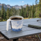 Melamin 4 Tassen 350 ml ideal für Camping - Wish Flower - Pusteblume - Stapelbar - Steingutoptik Trinkbecher Kaffeetasse Kaffeebecher