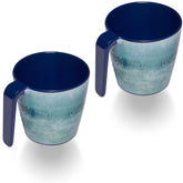 2 STÜCK Melamin Tasse 350 ml ideal für Camping - Adria Blue - Stapelbar - Steingutoptik Trinkbecher Kaffeetasse Kaffeebecher