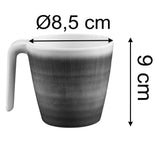 Melamin Tassen 350 ml ideal für Camping 6 Personen - Jesolo Grün - Stapelbar - Steingutoptik Trinkbecher Kaffeetasse Kaffeebecher