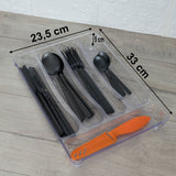 Transparenter Besteckkasten 33x23x5 cm mit 5 Fächern - Besteckeinsatz für Schubladen Organizer Schubladeneinsatz Besteckbox Box Besteckkorb Bestecksortierer