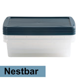 AUFBEWAHRUNGSBOX - 14,75 Liter - DIN A3-Format mit Deckel - 49x38,5x10,5 cm - transparent Navy Blau stapelbar Sammelbox Sammelmappe Kunststoff Box Stapelkiste Zeichenblock Büro Storage Aufbewahrung Flach