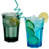 Melamin Geschirr Set Adria Blue für 2 Personen - 8 Teile Blau - mit farblich passenden Trinkgläsern 400 ml aus Acryl Steingutoptik Campinggeschirr Camping