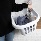 Hüft Wäschekorb 43 Liter mit 3 Griffmulden - 60x39x29 cm ergonomisch geformt - mit Löcher - Haushaltskorb Wäschesammler