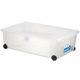 6 x UNTERBETTKOMMODE - Aufbewahrungsbox mit Deckel und Rollen 30 Liter 59x39x18 cm transparent stapelbar LEBENSMITTELECHT - Rollbox Kunststoff Box Kiste Plastik Organizer Büro Haushalt Kinderzimmer