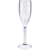 Campingglas Champagner Fluter Sektglas 150 ml BLAU klar Gläser - Champagnerglas für Camping Küche - Trinkkelch Goblet - elegantes Design - Outdoor Partyglas - Bruchfest Kunststoff Glas Kelch bruchfest