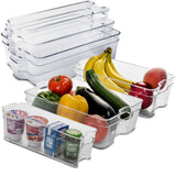 6x Kühlschrank-Organizer 31cm lang in 3 Größen durchsichtig stapelbar mit Griff - Aufbewahrungsbox Fridge Organizer Kühlschrankbox BPA-frei Speisekammer Vorratsschrank transparent Küchenschrank Box