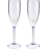 Campingglas Champagner Fluter Sektglas 150 ml BLAU klar Gläser - Champagnerglas für Camping Küche - Trinkkelch Goblet - elegantes Design - Outdoor Partyglas - Bruchfest Kunststoff Glas Kelch bruchfest