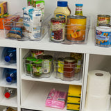 6x Kühlschrank-Organizer 37cm lang in 3 Größen durchsichtig stapelbar mit Griff Aufbewahrungsbox Fridge Organizer Kühlschrankbox BPA-frei Speisekammer Bad Vorratsschrank transparent Küchenschrank Box