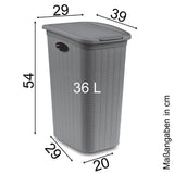 Wäschekorb 36/50 Liter schmal und breit Hellgrau - Rattanoptik mit Deckel - Wäschesammler mit Löcher 29/36 cm breit Wäschebox Wäschesortierer Haushaltskorb Korb Haushalt Kunststoff Wäschetruhe Wäschetonne Wäschesack