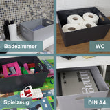 Ordnungsbox - ANTHRAZIT Lederoptik - DINA4 - 35x26x15cm - 11.5 Liter - Ordnungskorb - Schubladenorganizer - Organizerbox Ordnungssystem Aufbewahrung