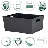 Ordnungsbox mit Beschriftungsclip Lederoptik anthrazit DINA4 - 26x35x15 cm 11,5 Liter - Ordnungskorb Ordnungssystem