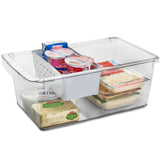 Kühlschrank-Organizer mit Körbchen 37x23x14,5 cm durchsichtig mit Griff aus Acryl Aufbewahrungsbox Fridge Organizer Kühlschrankbox BPA-frei Speisekammer Vorratsschrank transparent Küchenschrank Box