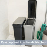 25 Liter Mülltonne Dunkel-Grau Recyclingtonne 20x40x50cm mit abnehmbarem Klappdeckel - Schmal Küche Mistkübel Trash Bin Groß Küchenabfalleimer Papiermülleimer