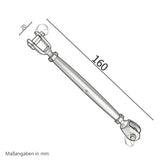 Edelstahl Wantenspanner Spannschraube D-6 x 16-24 cm lang - Seilspanner Segelspanner für Drahtseil