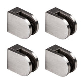 4x Edelstahl Glashalter halbrund für 8 mm Glas - Glasklemme flach für gerade Flächen Geländer Sicherung