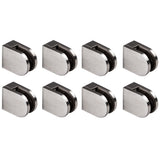 8x Edelstahl Glashalter halbrund für 8 mm Glas - Glasklemme flach für gerade Flächen Geländer Sicherung
