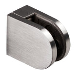 Edelstahl Glashalter halbrund für 10 mm Glas - Glasklemme flach für gerade Flächen Geländer Sicherung