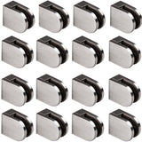 16x Edelstahl Glashalter halbrund für 10 mm Glas - Glasklemme flach für gerade Flächen Geländer Sicherung