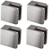 4x Edelstahl Glashalter eckig für 6 mm Glas - Glasklemme flach für gerade Flächen Geländer Sicherung