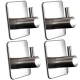 4x Wandhaken - 3M selbstklebend - Edelstahl Haken - Handtuchhaken ohne Bohren  Wandhalterung universal Huthaken Klebehaken