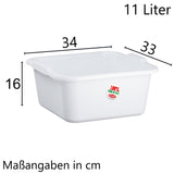 Schüssel 11 Liter quadratisch 34x33x16 cm weiß - Haushaltsschüssel Waschschüssel Universal Küchenschüssel Spülschüssel Kunststoff Fußbad Pflege - nestbar