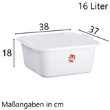 2x Schüssel 16 Liter quadratisch 38x37x18 cm weiß - Haushaltsschüssel Waschschüssel Universal Küchenschüssel aus PP-Kunststoff Spülschüssel Kunststoff Fußbad Pflege - nestbar