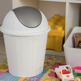 Mülleimer 10 Liter rund Ø28,5x39cm Rattanoptik Schwingdeckel Schwingdeckeleimer Kunststoff Küche Büro Bad Putzeimer Kosmetikeimer Papierkorb Eimer Abfalleimer Abfallbehälter Mülltonne Müll Abfallsammler