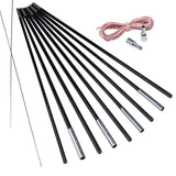 Fiberglas Zeltstange Ø 9,6 mm - 550 cm aus 9 Segmenten - mit Gummizug und Einfädelhilfe Zeltgestänge Zeltstangen - Ersatzstangen für Zelte - Kürzbar - Biegeradius 120cm