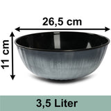 Melamin Salatschüssel - Jesolo Grau Steingutoptik Ø27cm 3,5 Liter Spülmaschinengeeignet Campinggeschirr Servierschüssel Camping Outdoor Garten Obst Schale Rund modernes Melamingeschirr Schüssel