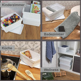 Ordnungsbox mit Deckel - stapelbar - weiß - DINA5 Format - 12 cm hoch - 3,6 Liter 17x25x12 cm - Ordnungskorb