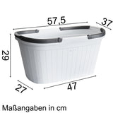 Wäschekorb 35 Liter mit 2 Henkeln - 57.5x37x29 cm Rattan-Design ohne Löcher - Haushaltskorb Wäschewanne Tragekorb Wäschesammler Wäschesortierer Wäschebox - Aufbewahrung Kunststoff