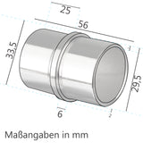 Edelstahl Rohrverbinder für 33,7 mm Rohre - V2A Fitting für Geländer Handlauf Balkon Verbindung gebürstet Steckverbinder Verbindung Steckverbindung