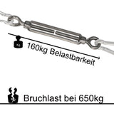 8x Edelstahl Spannschloss Spannschraube D-5mm - M5 - beidseitigen Ösen - V2A Seilspanner Segelspanner für Drahtseil - 11-17cm lang Wantenspanner Bruchlast 650kg