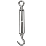 Edelstahl Spannschloss Spannschraube D-5mm - M5 - Haken+Öse - V2A - Seilspanner Segelspanner für Drahtseil - 11-17cm lang Wantenspanner Bruchlast 130kg