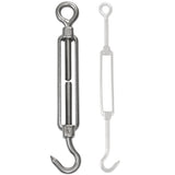 Edelstahl Spannschloss Spannschraube D-5mm - M5 - Haken+Öse - V2A - Seilspanner Segelspanner für Drahtseil - 11-17cm lang Wantenspanner Bruchlast 130kg