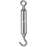 Edelstahl Spannschloss Spannschraube D-6mm - M6 - Öse+Haken - V2A - Seilspanner Segelspanner für Drahtseil - 14-21cm lang Wantenspanner Bruchlast 350kg
