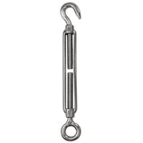 Edelstahl Spannschloss Spannschraube D-10mm - M10 - Öse+Haken - V2A - Seilspanner Segelspanner für Drahtseil - 22-34 cm lang Wantenspanner Bruchlast 800kg