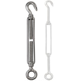 Edelstahl Spannschloss Spannschraube D-10mm - M10 - Öse+Haken - V2A - Seilspanner Segelspanner für Drahtseil - 22-34 cm lang Wantenspanner Bruchlast 800kg