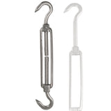 Edelstahl Spannschloss Spannschraube D-5mm - M5 - beidseitigen Haken - V2A - Seilspanner Segelspanner für Drahtseil - 11-17cm lang Wantenspanner Bruchlast 130kg