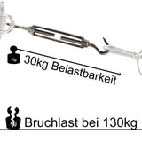 Edelstahl Spannschloss Spannschraube D-5mm - M5 - beidseitigen Haken - V2A - Seilspanner Segelspanner für Drahtseil - 11-17cm lang Wantenspanner Bruchlast 130kg