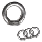 4x Edelstahl M10 Ringmutter V2A 304 - Ösenmutter Augenmutter Ringösen Traglast 600 kg Hebegeräte Hebezubehör Heberingmutter Hebering Loch für Kabelseil Eye nut Ähnlich-DIN582