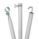 Aluminium Dachhakenstange Zeltstange - mit Klemme und Haken - teleskopierbar 210-290 cm - Ø28/25 mm 3 Teile - leicht stabil Ersatz Gestänge Zelt Vorzelt - Camping Teleskopstange Dachstange