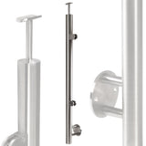 Edelstahl Geländerpfosten Endpfosten rechts mit Glashalter 6mm und Handlauf-Träger - 42,4mm - Wangemontage V2A - seitliche Montage vormontiert - Glasgeländer Geländerstützen Pfosten Zaunpfosten aussen