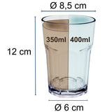 6 x Campingglas aus Acryl 400ml - Trinkglas Acrylglas Wasserglas Kunststoff Camping Garten Echtglasoptik Picknick Becher Kinder Senioren Longdrink Coktail